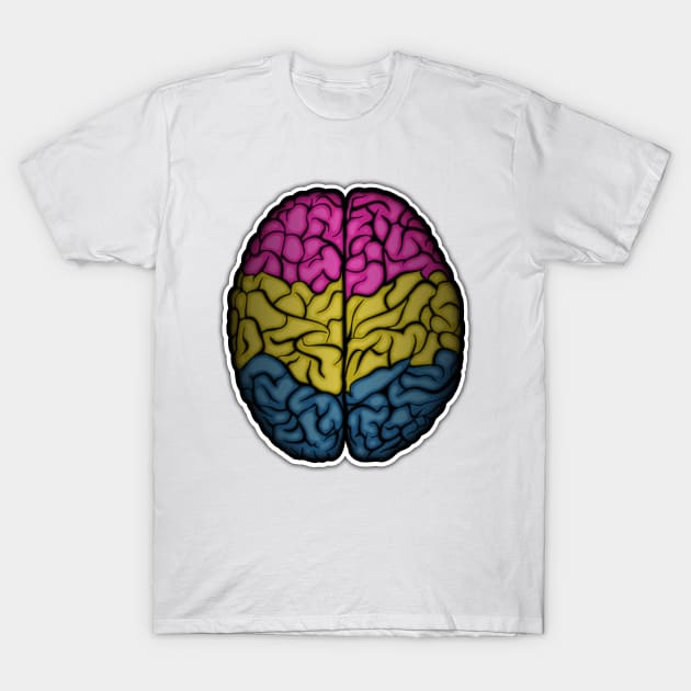 Large Pansexual Pride Flag Colored Brain Vector T-Shirt by LiveLoudGraphics